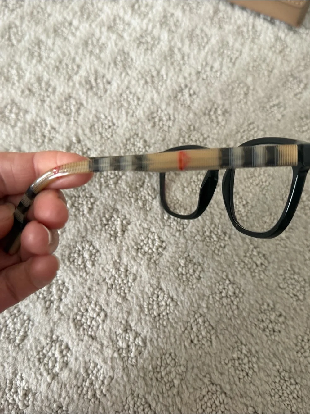 Burberry Black Frames with Beige Plaid Temples Women's Glasses